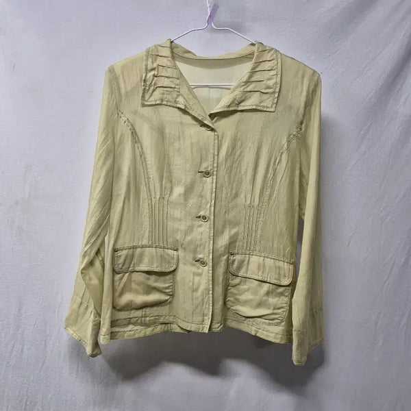 [BUNJANG] Linen Pocket Jacket Yellow M / 포켓 린넨 자켓 옐로우 M