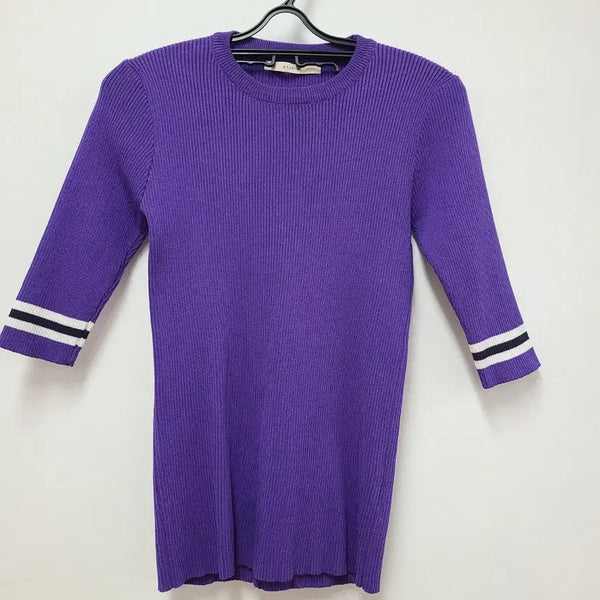 [BUNJANG] AT Corner 7-Part Ribbed Knit Purple Rayon Summer Top / LF 앳코너 7부 골지 니트 55