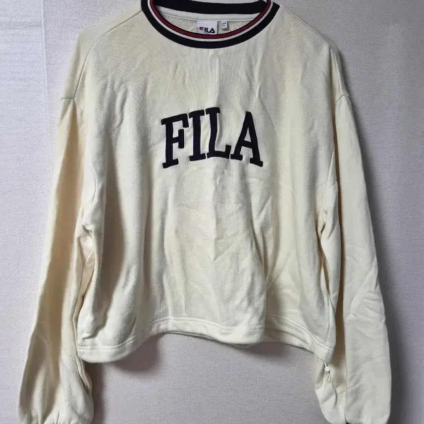 [BUNJANG] Fila Ivory Cropped Sweatshirt / 휠라 아이보리 크롭 맨투맨