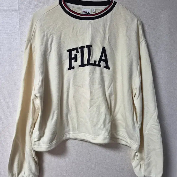 [BUNJANG] Fila Ivory Cropped Sweatshirt / 휠라 아이보리 크롭 맨투맨