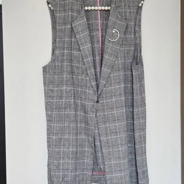 [BUNJANG] PROGRAM Check Vest Long Vest - Size 77 / 77)프로그램 체크 베스트 롱조끼 77사이즈