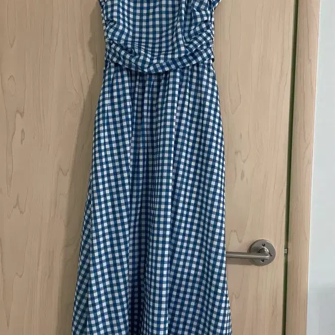 [BUNJANG] Blue Check Long Dress / 블루체크 롱 원피스