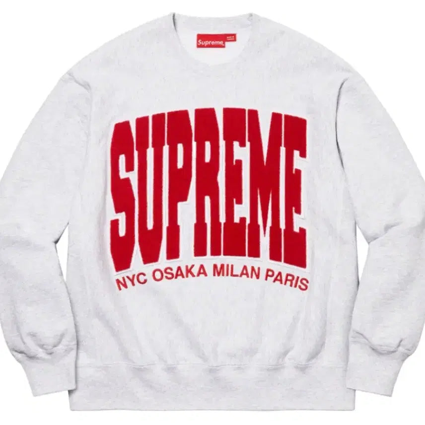 [BUNJANG] Supreme Cities Arc Crewneck Ash Grey XL / [XL] 슈프림 시티스 아크 크루넥 애쉬 그레이 - 21FW