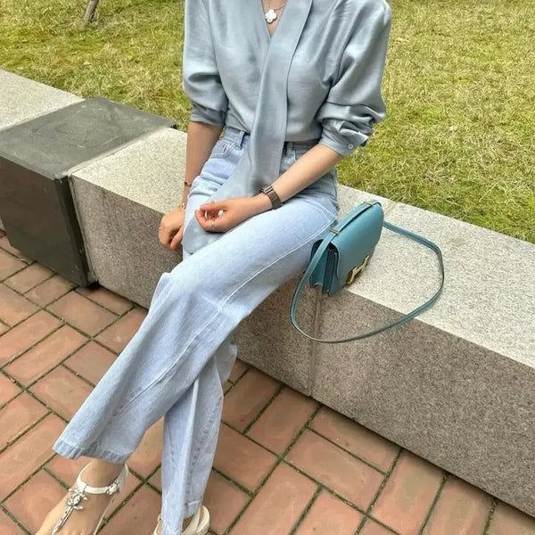 [BUNJANG] Jasmine K. Tie Blouse / 자스민케이 타이 블라우스s/시에 오르 유메르 라밤바룸 그레이룸 어라운드율