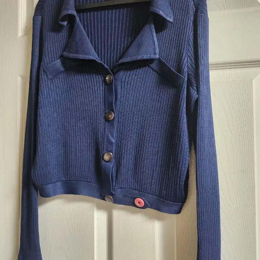 [BUNJANG] Jessica Navy Ribbed Collar Cardigan (M) / JESSICA 네이비 골지 카라 가디건 M