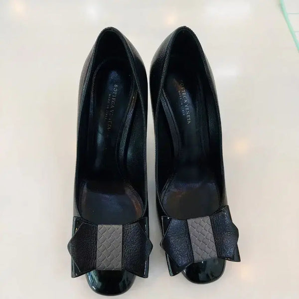 [BUNJANG] Bottega Veneta Black Ribbon Detail Heels / 정품 보테가 베네타 블랙 리본 장식 힐
