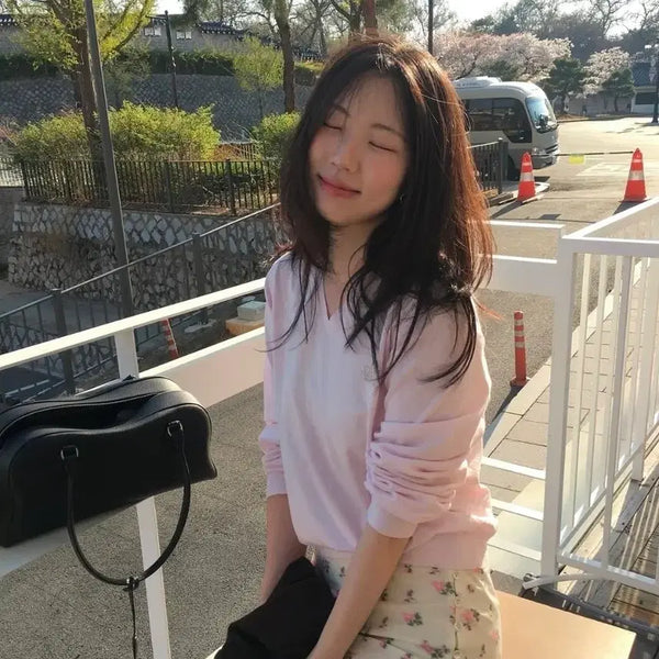 [BUNJANG] Atelier Edition Beaded V-Neck Pullover Pink / 아뜰리에에디션 비즈 브이넥 풀오버 핑크(새상품),곰송이니트