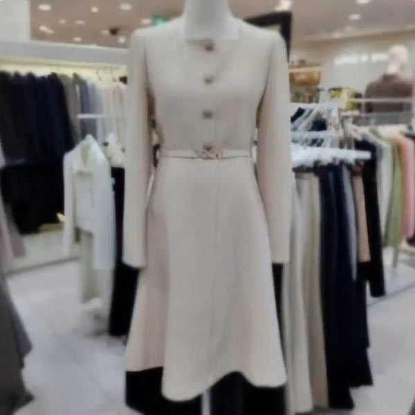 [BUNJANG] LINE EDITION Tweed Dress (Ivory, Belt Set) / 라인어디션 피로연 및 하객 원피스