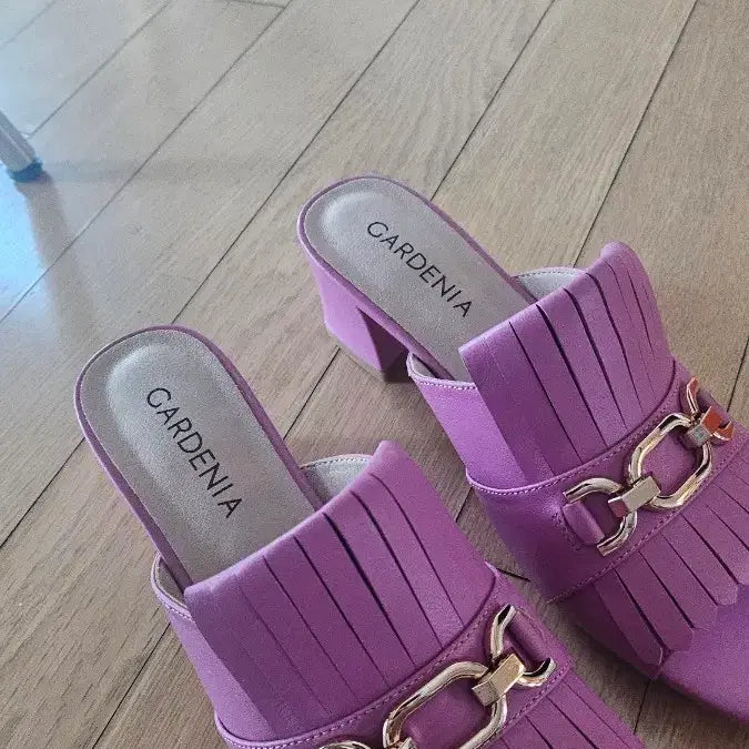 [BUNJANG] Pink Leather Mules Sandals Lavender / 핑크 가죽 뮬 샌들 라벤더