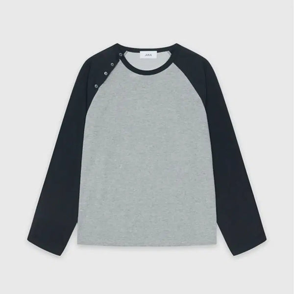 [BUNJANG] JOHNNY HUMMES Shoulder Button Raglan Long Sleeve (M) Dark Grey / 주앙옴므 숄더 버튼 래글런 롱 슬리브 (M) 다크 그레이