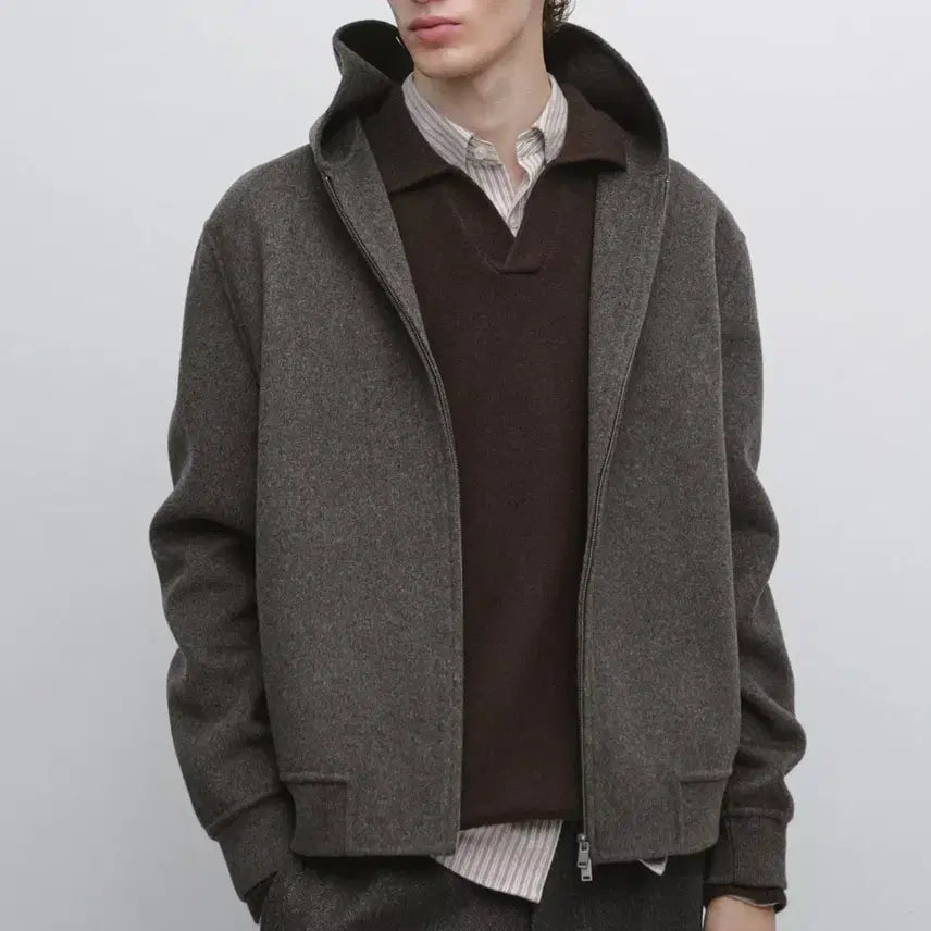 [BUNJANG] Massimo Dutti Wool Blend Hooded Jacket Navy L / 마시모두띠 울 블렌드 후드 자켓