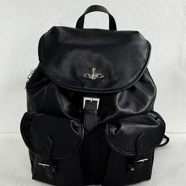 [BUNJANG] Vivienne Westwood Crocodile Leather Backpack - Black, Silver Hardware / 비비안웨스트우드 백팩 블랙 악어가죽 은장