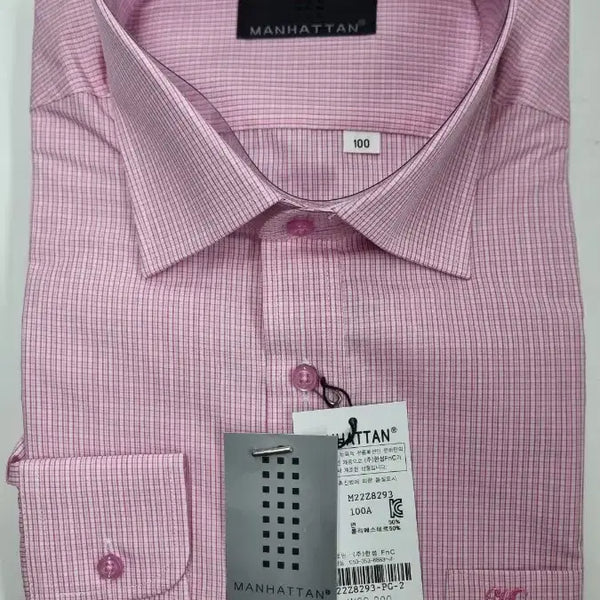 [BUNJANG] Manhattan Pink Check Shirt / 국산맨하탄 핑크 체크 남방 100