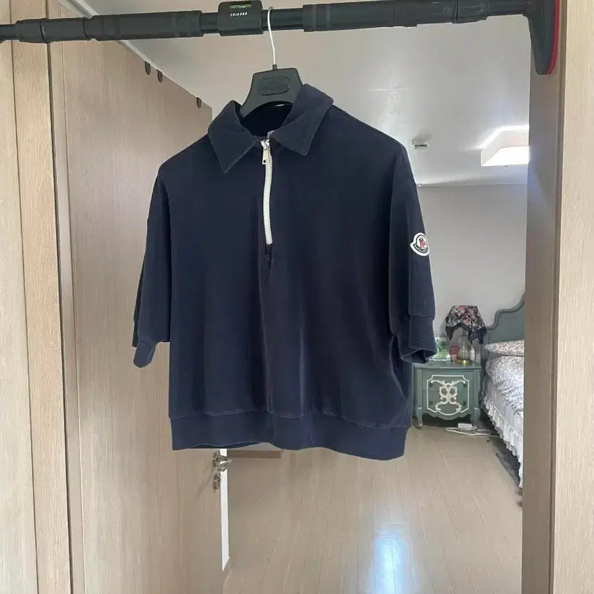 [BUNJANG] Moncler Terry Half-Zip Polo T-Shirt XS / 몽클레어 테리 반집업 반팔카라티 xs