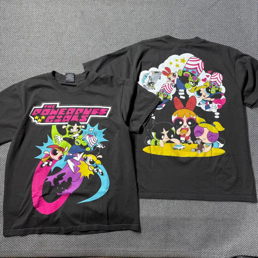 [BUNJANG] Powerpuff Girls Printed T-Shirt / 새상품) 파워퍼프걸 프린팅 티셔츠 (L/XL)