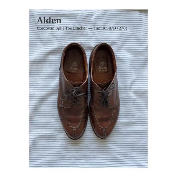 [BUNJANG] Alden Cordovan Split-Toe Blucher Shoes, Size 9.5 (270) / 알든 코도반 스플릿토 블루처 탄 9.5 (270)