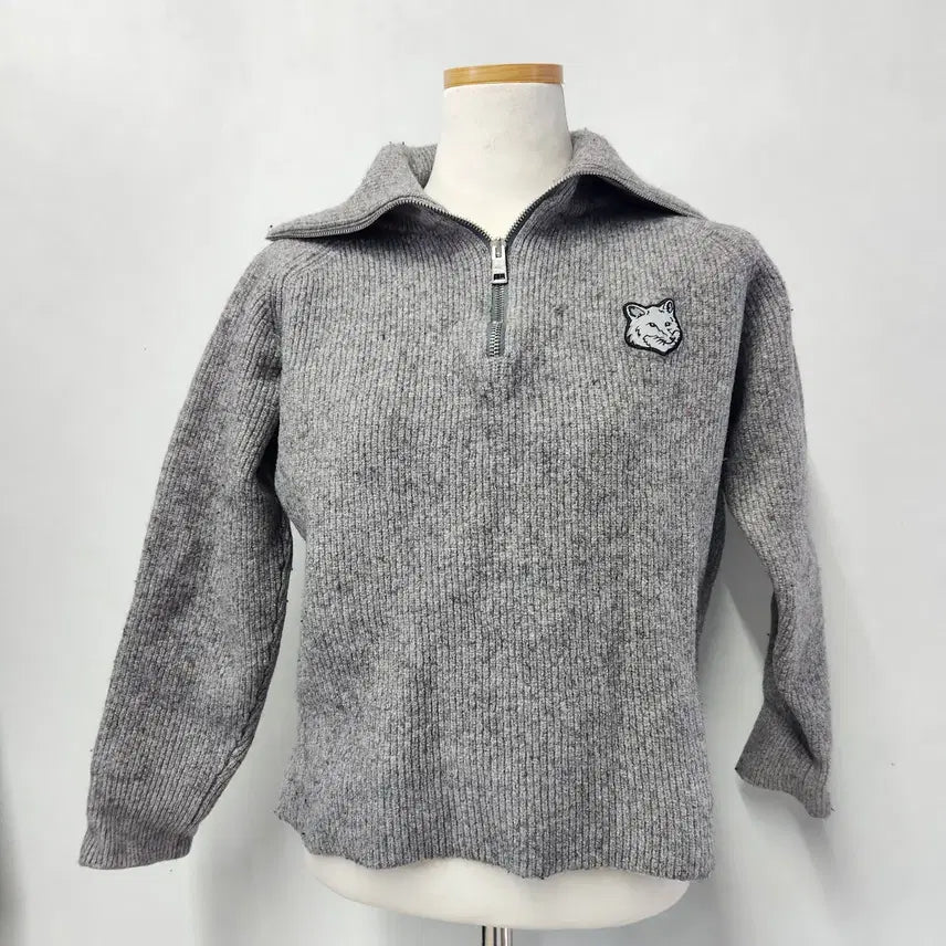 [BUNJANG] Maison Kitsuné Bold Fox Head Half-Zip Knit Sweater - Size M / [정품] 메종키츠네 볼드 폭스 헤드 하프집업 니트 M