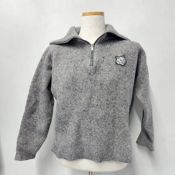 [BUNJANG] Maison Kitsuné Bold Fox Head Half-Zip Knit Sweater - Size M / [정품] 메종키츠네 볼드 폭스 헤드 하프집업 니트 M