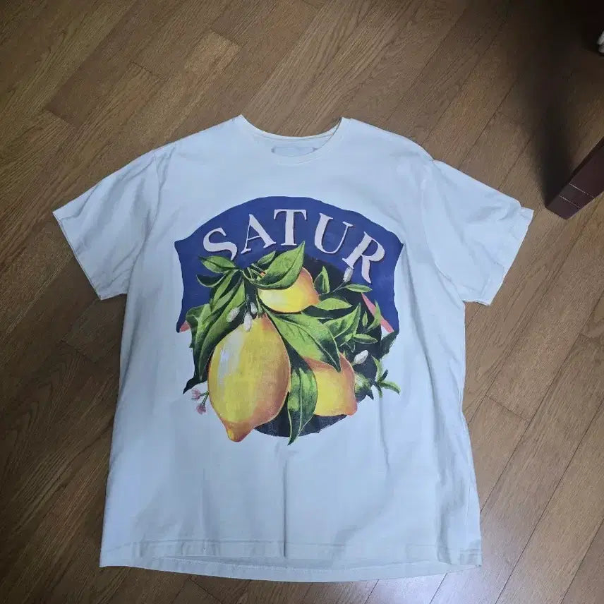 [BUNJANG] SATUR Lemon Print Short Sleeve T-Shirt / SATUR 레몬 프린팅 반팔 티셔츠