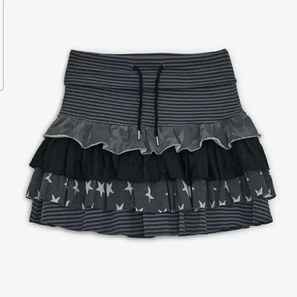 [BUNJANG] Hug Your Skin Tiered Layered Skirt Charcoal / 허그유어스킨 캉캉 레이어드 스커트 차콜