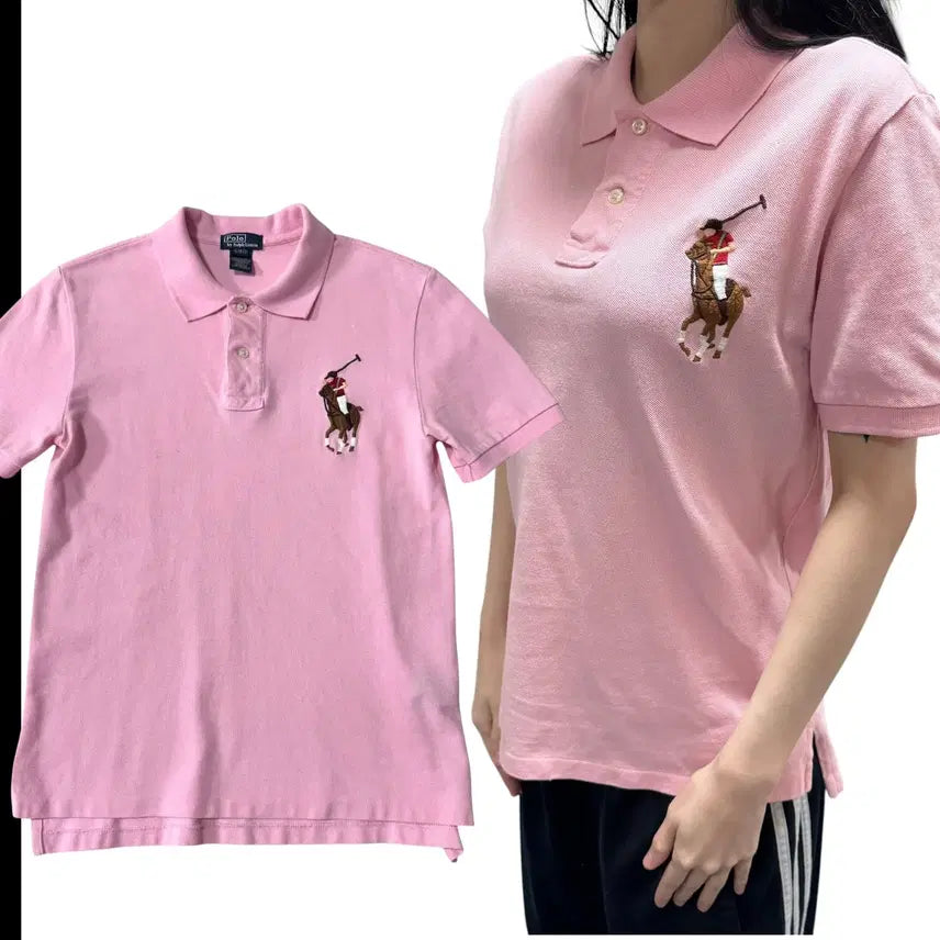 [BUNJANG] Polo Ralph Lauren Women's Strawberry Milk Big Pony Short Sleeve Polo Shirt XL / 우먼 폴로 랄프로렌 딸기우유 빅포니 반팔카라티