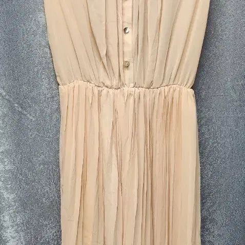 [BUNJANG] Pintuck Pleats Chiffon Dress (Beige/Apricot) / 핀턱 플리츠 쉬폰 원피스 (베이지/살구)