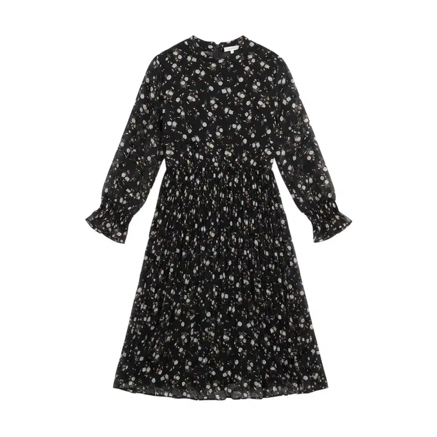 [BUNJANG] KLBairen Flower Black Long Sleeve Dress / 여성F / KL바이린 플라워 블랙 긴팔원피스BK