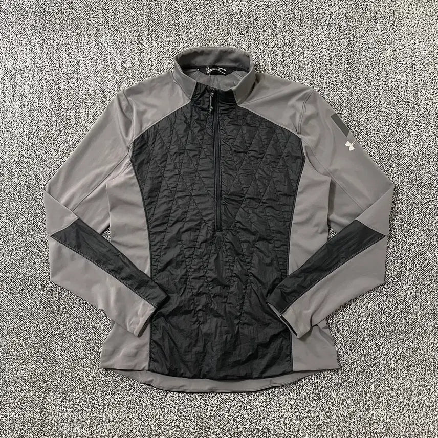 [BUNJANG] Vintage 9 Under Armour Slim Fit Half-Zip Anorak Warm-up Jersey Color-Block Grey Black / 빈티지9. 언더아머 슬림핏 하프집업 아노락 웜업 져지 배색 그레이 블랙