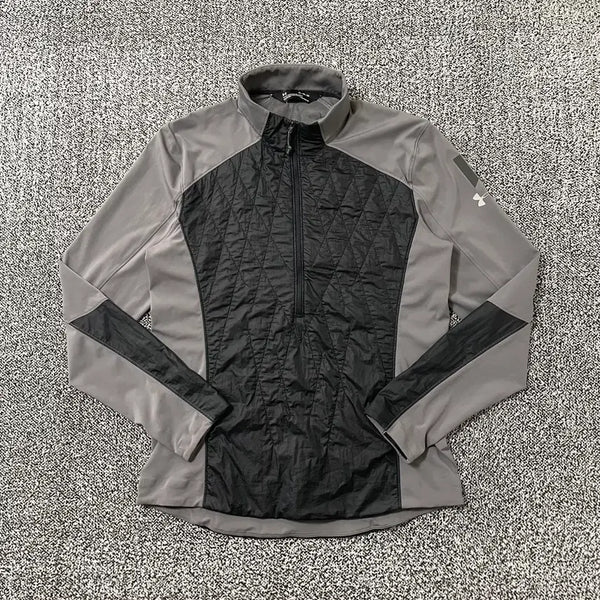 [BUNJANG] Vintage 9 Under Armour Slim Fit Half-Zip Anorak Warm-up Jersey Color-Block Grey Black / 빈티지9. 언더아머 슬림핏 하프집업 아노락 웜업 져지 배색 그레이 블랙