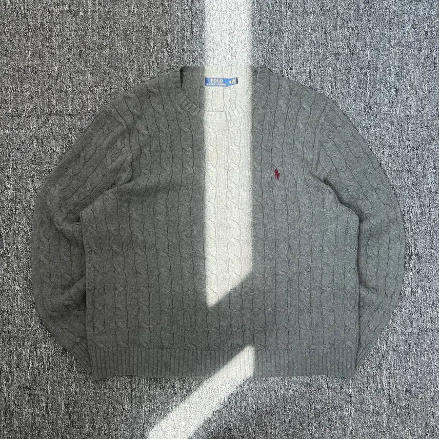 [BUNJANG] Polo Ralph Lauren Charcoal Cable Knit Sweater / 폴로 랄프로렌 차콜 케이블 니트