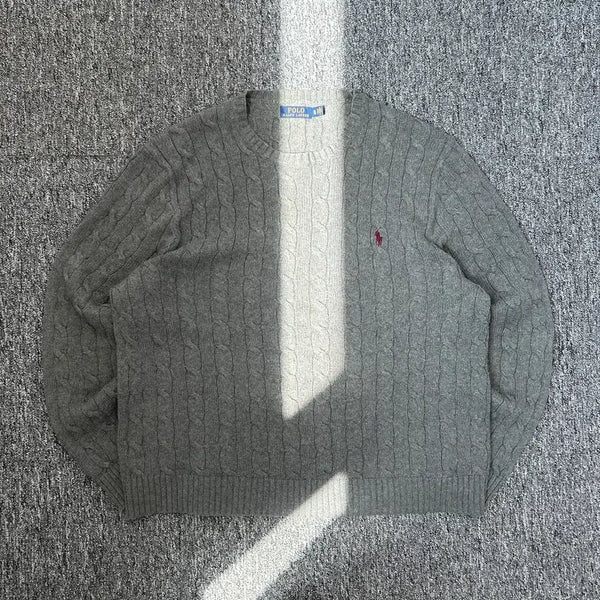 [BUNJANG] Polo Ralph Lauren Charcoal Cable Knit Sweater / 폴로 랄프로렌 차콜 케이블 니트