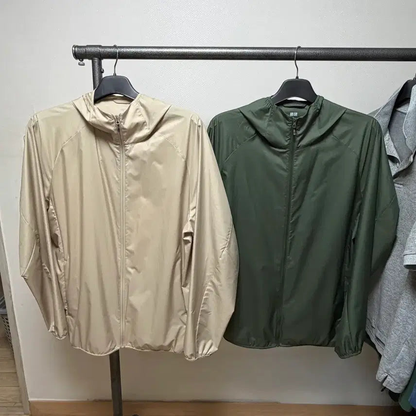 [BUNJANG] Uniqlo Pocketable UV Protection Windbreaker Green/Beige XL / 유니클로 포켓터블 UV 바람막이 XL 새상품