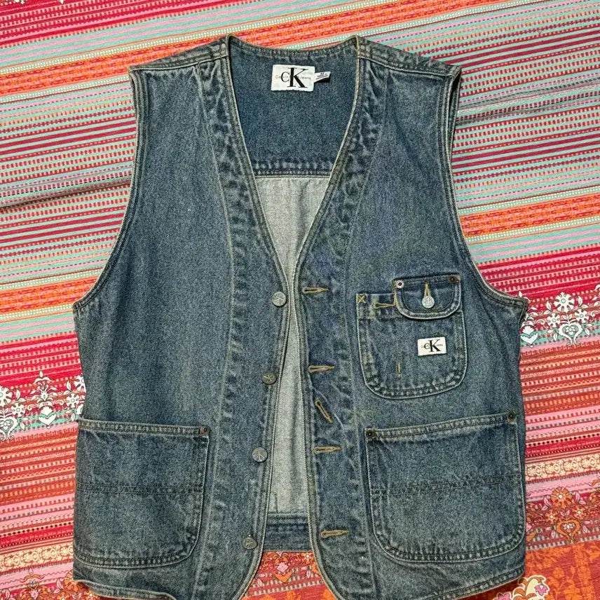 [BUNJANG] Calvin Klein Denim Vest / 켈빈클라인 조끼베스트