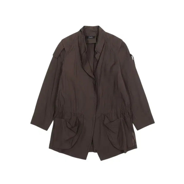 [BUNJANG] TIME Brown Poly Zip-Up Jacket / 여성44/ 타임 브라운 폴리 집업자켓