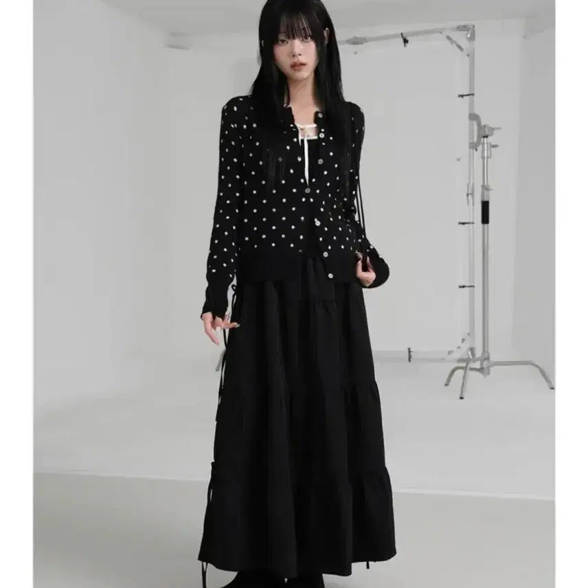 [BUNJANG] Binary One Enno Ribbon Long Skirt / 바이너리원 엔노 리본 롱스커트