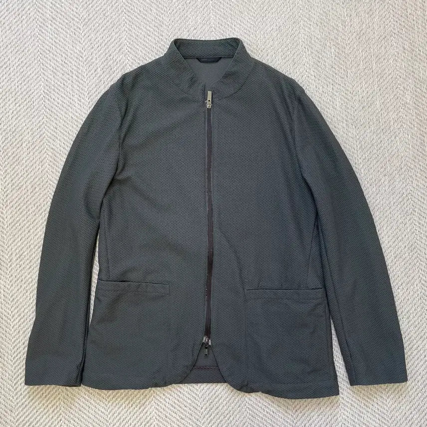 [BUNJANG] Armani Waffle Texture Dark Grey Zip-Up Jacket / Armani 아르마니 와플 텍스처 다크그레이 집업자켓