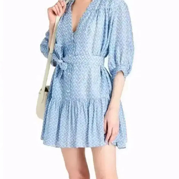 [BUNJANG] Sandro Floral Print Linen Silk Mini Dress / 산드로 프로랄 프린트 린넨 실크 미니 원피스