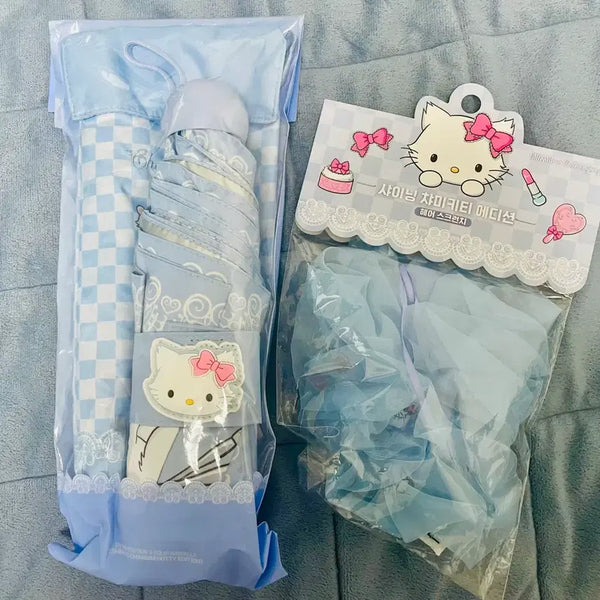 [BUNJANG] Charmmy Kitty Umbrella + Scrunchie Set / 올리브영 챠미키티 우양산+스크런치