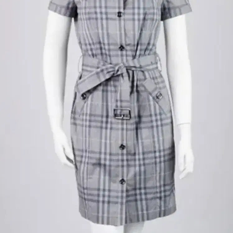 [BUNJANG] Burberry Nova Check Belted Short Sleeve Dress - Grey / S 버버리 노바체크 벨티드 반팔 원피스 그레이