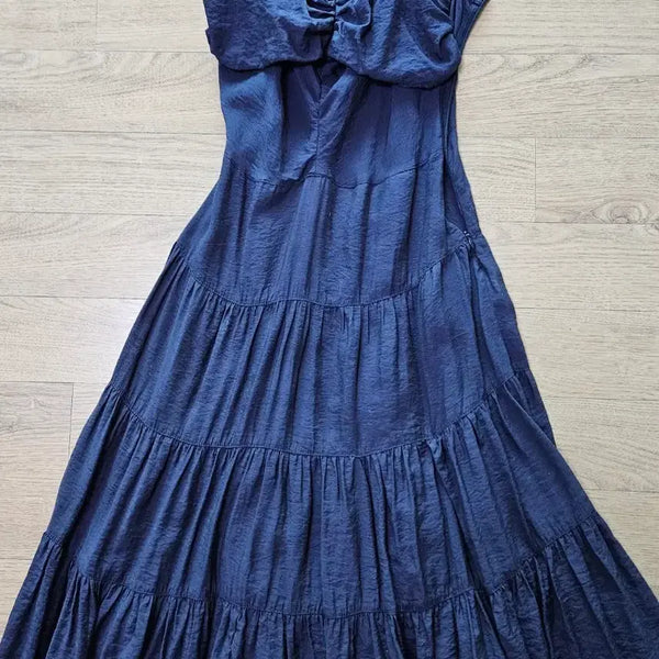 [BUNJANG] McGINN Knightsbridge Linen Blend Tiered Dress Navy Size 55 / 매긴나잇브리지(McGINN) 린넨혼방 티어드 원피스 55(M)