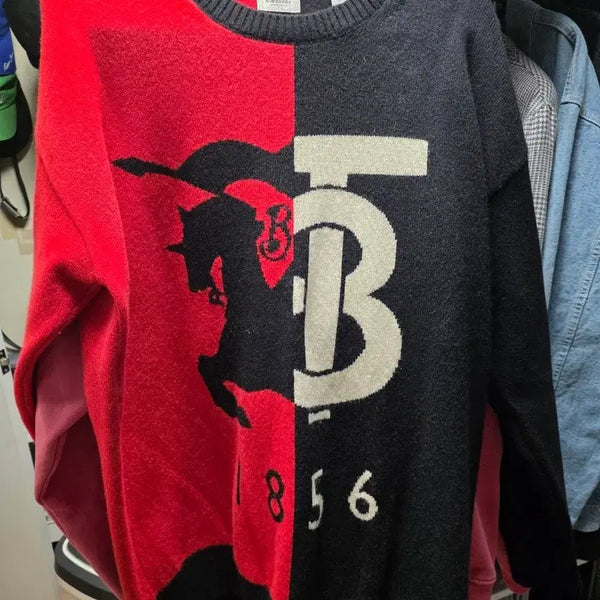 [BUNJANG] Burberry TB Logo Colorblock Knit Sweater / 버버리 TB로고 컬러블록 니트 스웨터
