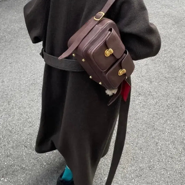 [BUNJANG] Ethos Two Pocket Leather Bag Brown / 에토스 ethos 투포켓 레더백 브라운