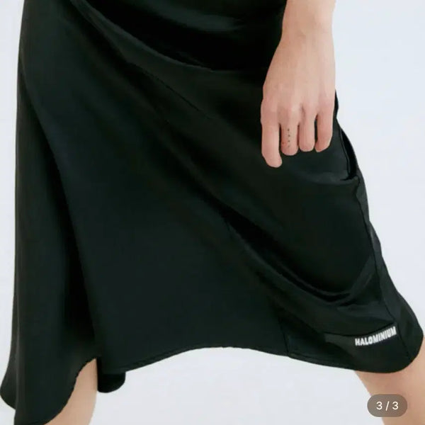 [BUNJANG] Hallomium Silky Drape Skirt Black M / 급전)할로미늄 실키 드레이프 스커트 블랙 m