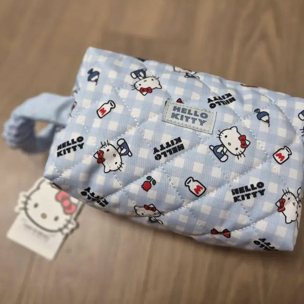 [BUNJANG] Hello Kitty Quilting Pouch Bag Sky Blue / 헬로키티 퀼팅 파우치 가방 하늘색