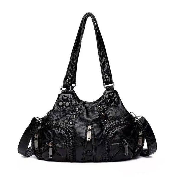 [BUNJANG] Punk Y2K Vintage Motor Heart Studded Leather 2-Way Shoulder Bag / 펑크 y2k 빈티지 모터 하트 스터드 레더 2way 숄더백