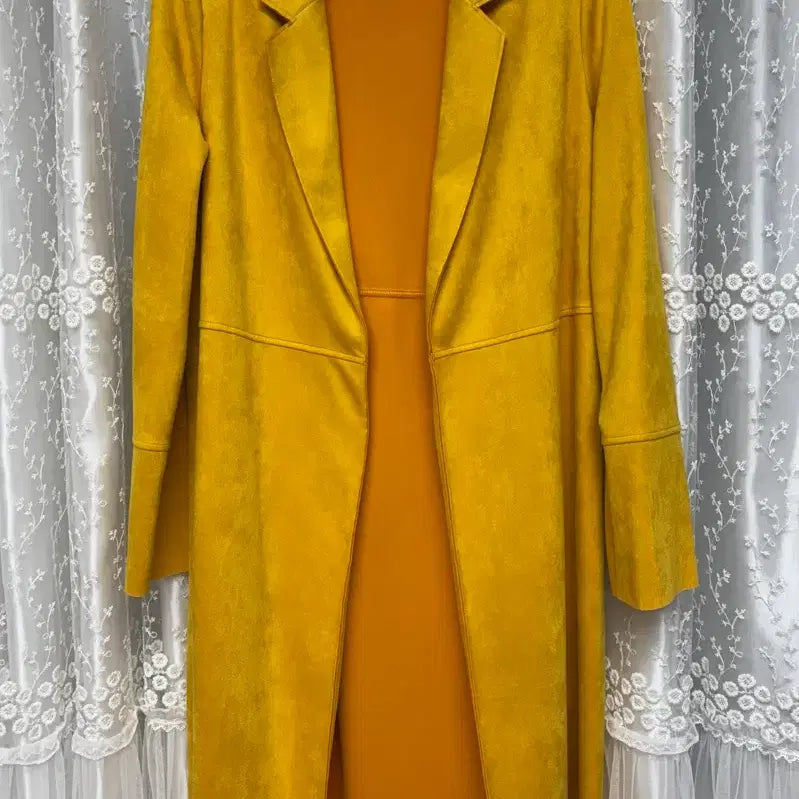 [BUNJANG] ZARA Mustard Yellow Suede Open Long Jacket / 새상품/반값택포) ZARA 자라 머스타드 옐로우 스웨이드 오픈 롱 자켓
