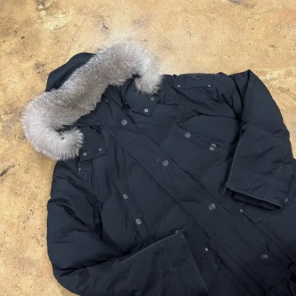 [BUNJANG] Moose Knuckles Black Puffer Jacket with Fox Fur Hood / [정품/L] 무스너클 블랙 패딩 점퍼 폭스 퍼 후드