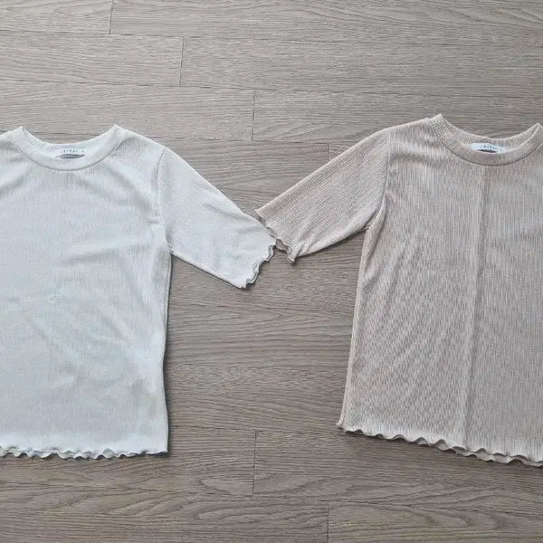 [BUNJANG] Musinsa Ribbed Short Sleeve T-Shirt 2-Piece Set (Ivory/Beige) / 무신사 아이보리/베이지 골지 반팔 티셔츠2종세트로 상태최상!!