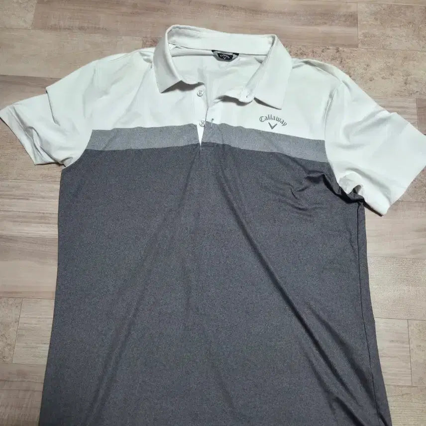 [BUNJANG] Callaway Color Block Short Sleeve Polo Shirt - Gray/White (Size 105) / 캘러웨이 배색 반팔 카라티 그레이/화이트 105싸이즈