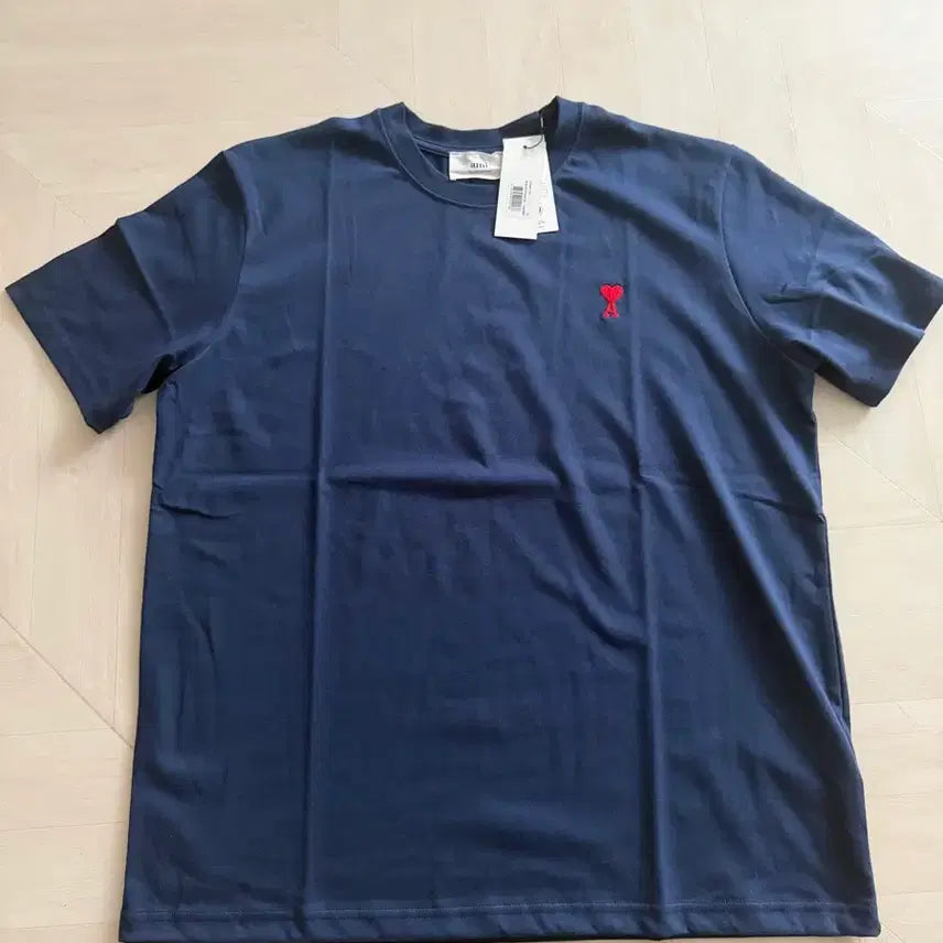 [BUNJANG] AMI Heart Logo Short Sleeve T-Shirt Navy, Black, White XL / 아미 하트 로고 반팔티 네이비, 블랙 화이트 XL